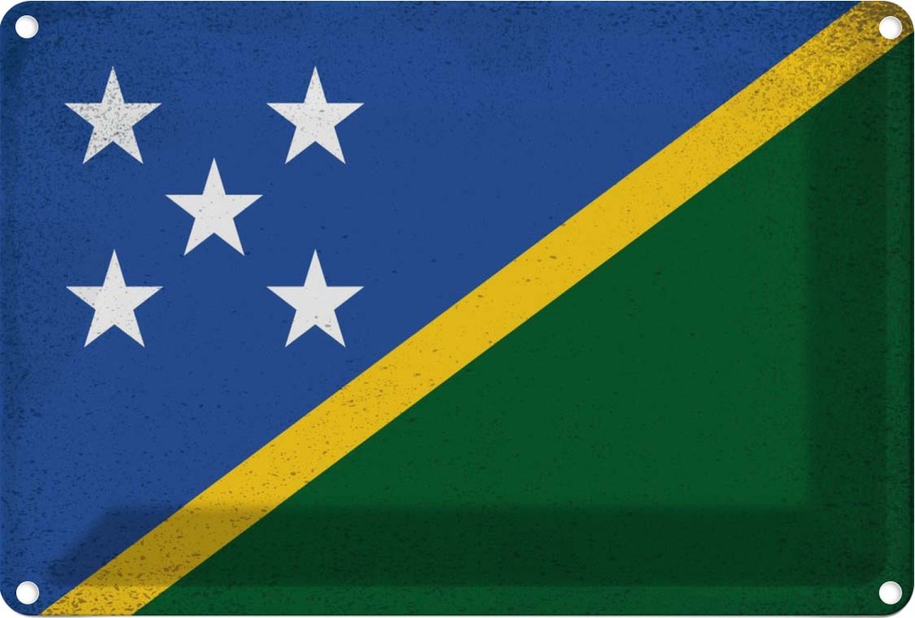 Blechschild 12x18 cm Salomonen Solomon Islands Vintag Abenteuer Reisen Flagge Fahne Wappen