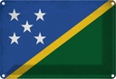 Blechschild 12x18 cm Salomonen Solomon Islands Vintag Abenteuer Reisen Flagge Fahne Wappen