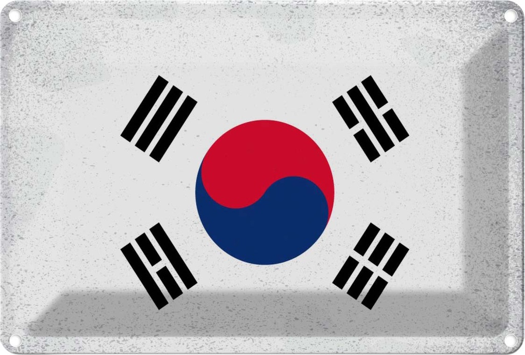 Blechschild 12x18 cm Südkorea South Korea Vintage Flagge Fahne Wappen