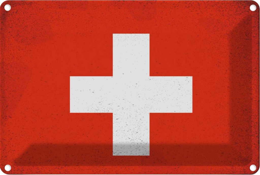 Blechschild 12x18 cm Schweiz Switzerland Vintage Flagge Fahne Wappen