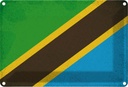 Blechschild 12x18 cm Tansania Tanzania Vintage Flagge Fahne Wappen