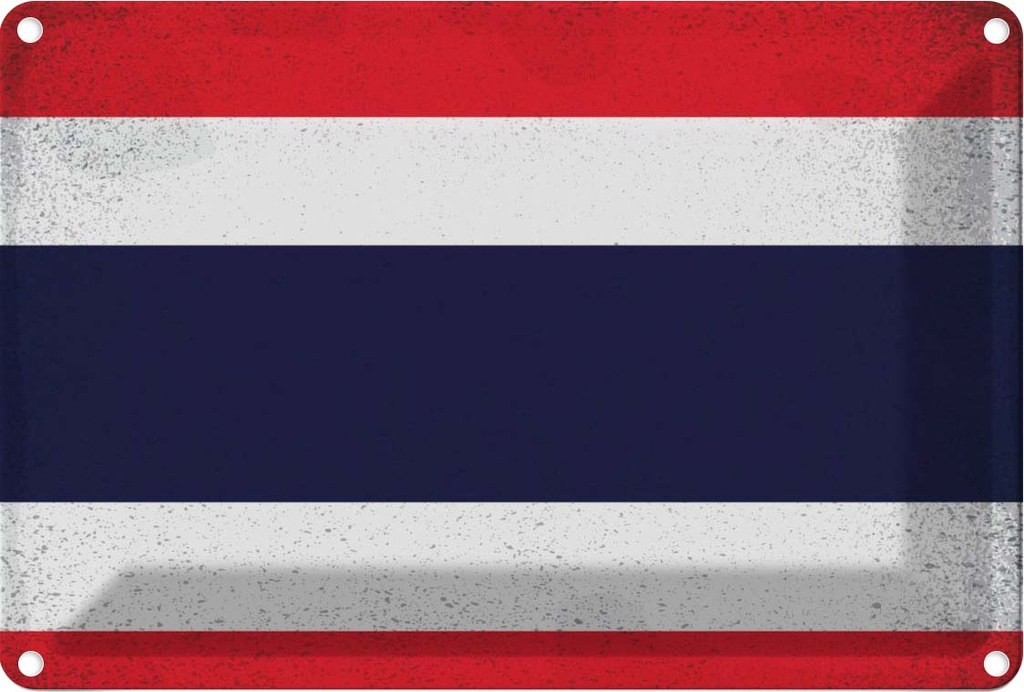 Blechschild 12x18 cm Thailand Vintage Flagge Fahne Wappen