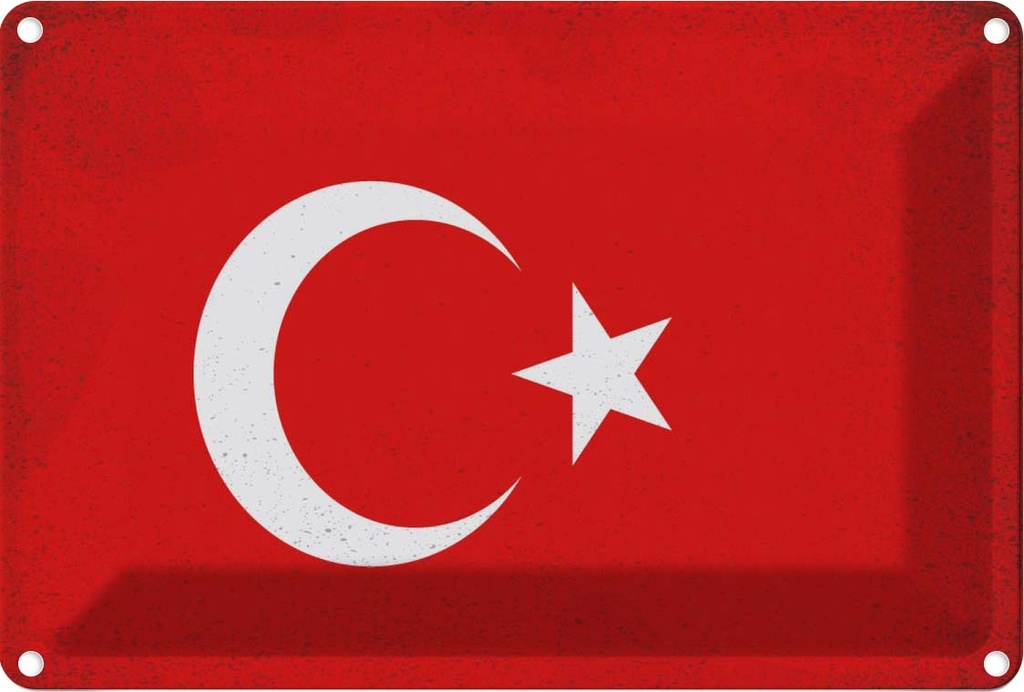 Blechschild 12x18 cm Türkei Turkey Vintage Flagge Fahne Wappen