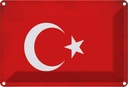 Blechschild 12x18 cm Türkei Turkey Vintage Flagge Fahne Wappen
