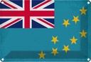 Blechschild 12x18 cm Tuvalu Vintage Flagge Fahne Wappen