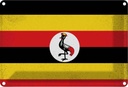 Blechschild 12x18 cm Uganda Vintage Flagge Fahne Wappen