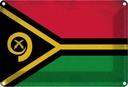 Blechschild 12x18 cm Vanuatu Vintage Flagge Fahne Wappen