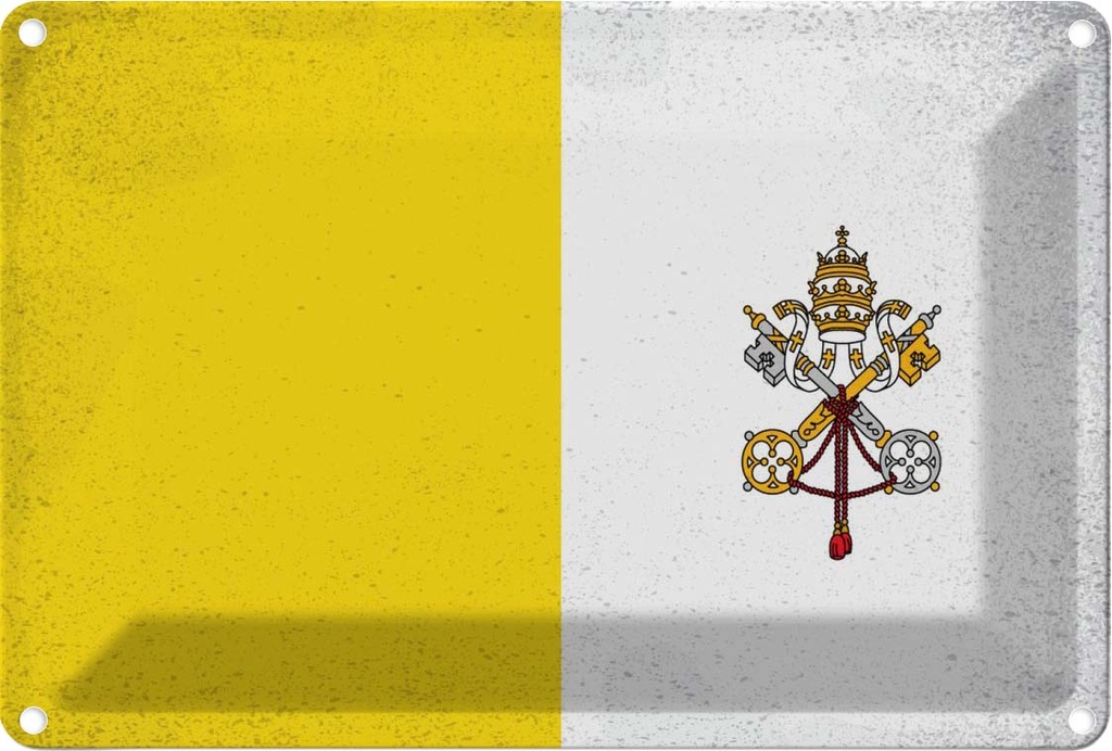 Blechschild 12x18 cm Vatikanstadt Vatican Vintage Flagge Fahne Wappen