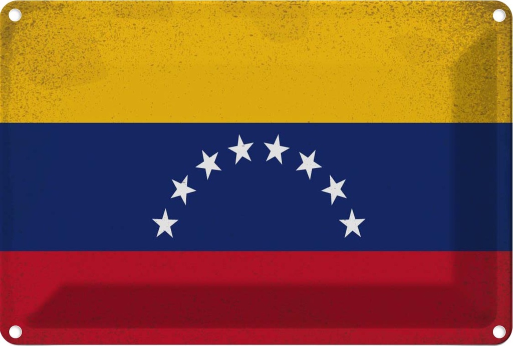 Blechschild 12x18 cm Venezuela Vintage Flagge Fahne Wappen