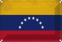 Blechschild 12x18 cm Venezuela Vintage Flagge Fahne Wappen