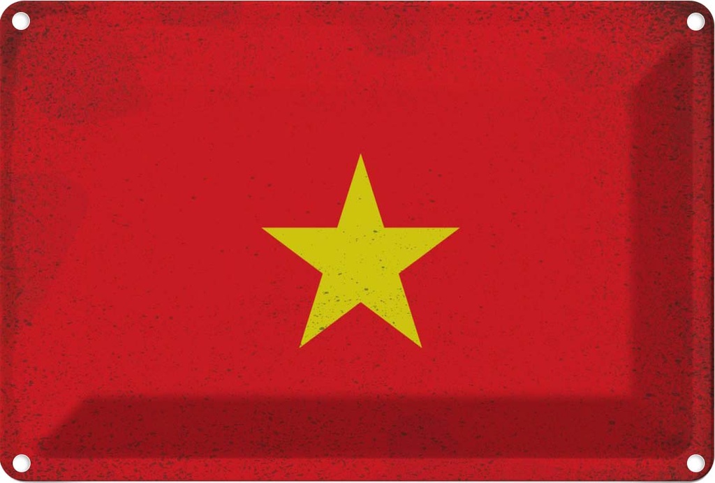 Blechschild 12x18 cm Vietnam Vintage Flagge Fahne Wappen