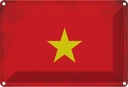 Blechschild 12x18 cm Vietnam Vintage Flagge Fahne Wappen
