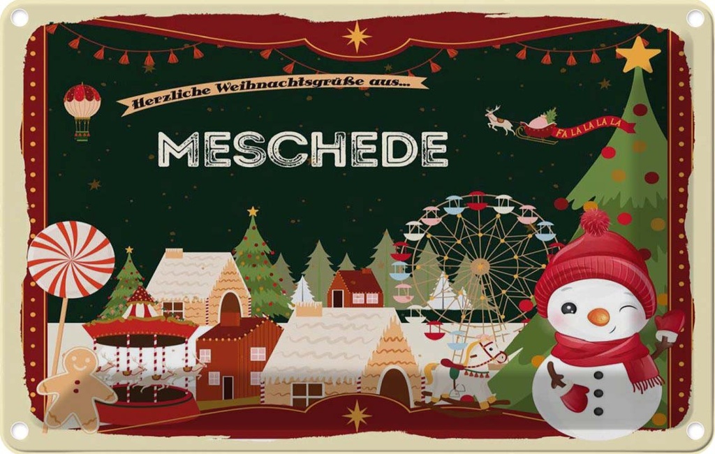 Blechschild 12x18 cm Weihnachten MESCHEDE