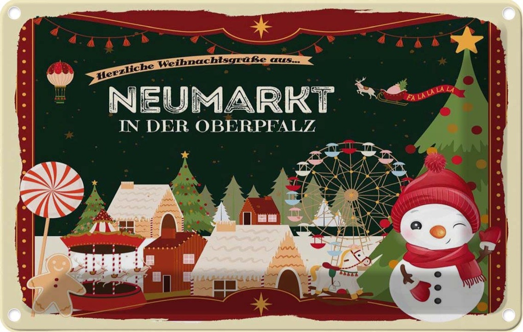 Blechschild 12x18 cm Weihnachten NEUMARKT IN DER OBERPFALZ