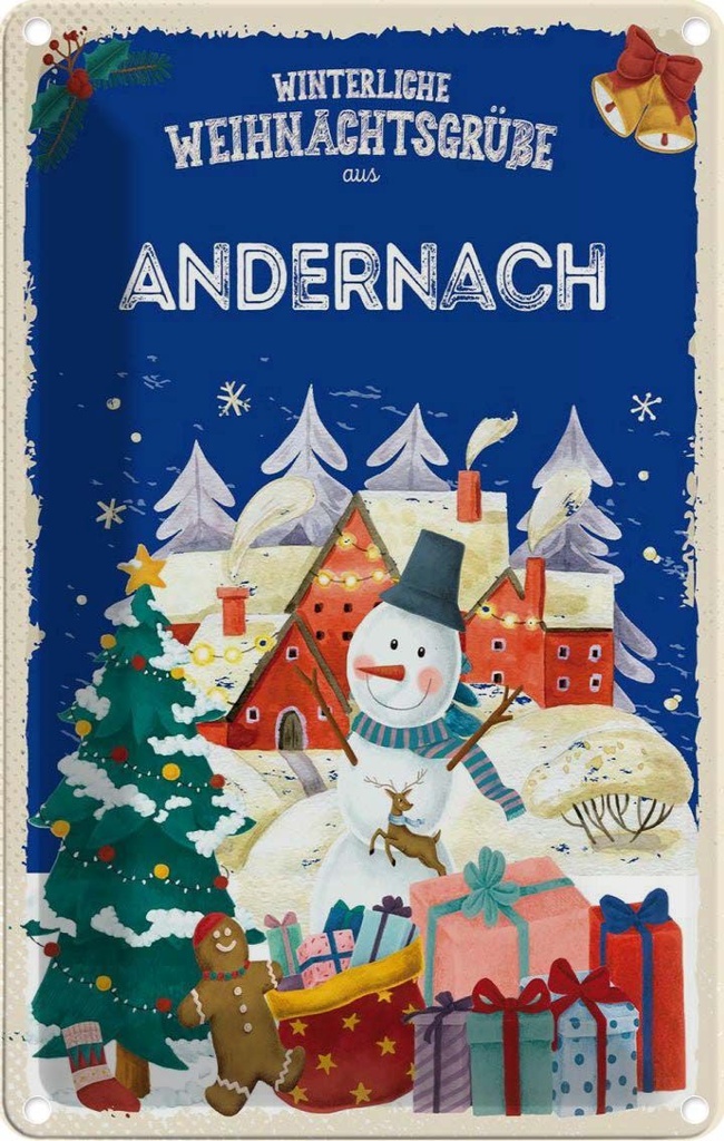 Blechschild 18x12 cm Weihnachtsgrüße ANDERNACH Weihnachten