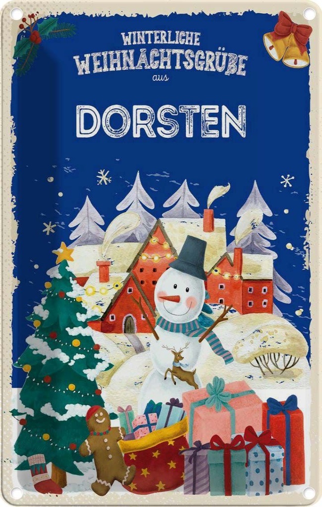 Blechschild 18x12 cm Weihnachtsgrüße aus DORSTEN Weihnachten