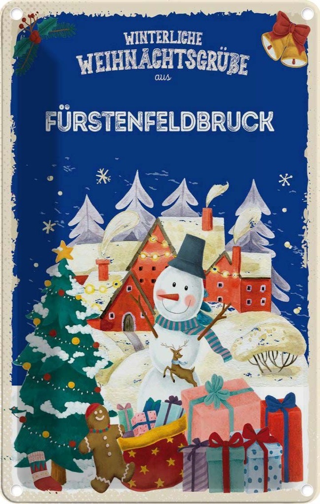 Blechschild 18x12 cm Weihnachtsgrüße FÜRSTENFELDBRUCK Weihnachten