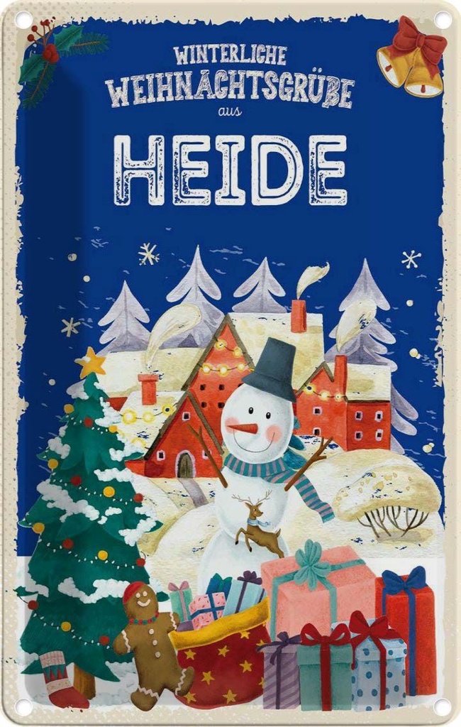 Blechschild 18x12 cm Weihnachtsgrüße aus HEIDE Weihnachten