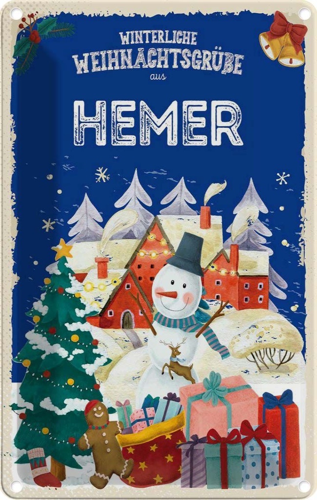 Blechschild 18x12 cm Weihnachtsgrüße aus HEMER Weihnachten
