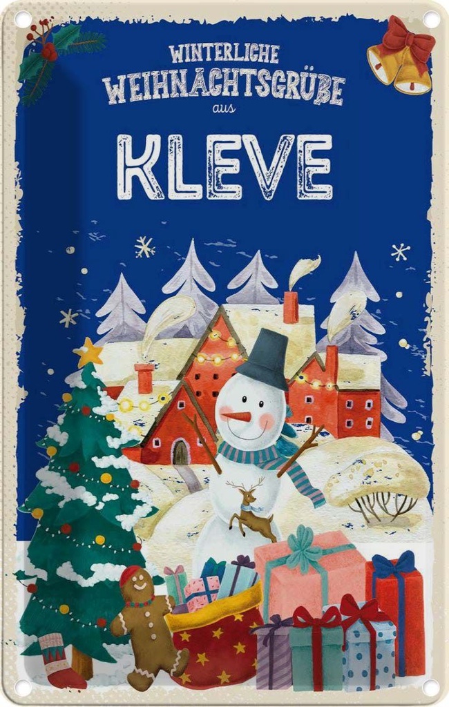 Blechschild 18x12 cm Weihnachtsgrüße aus KLEVE Weihnachten