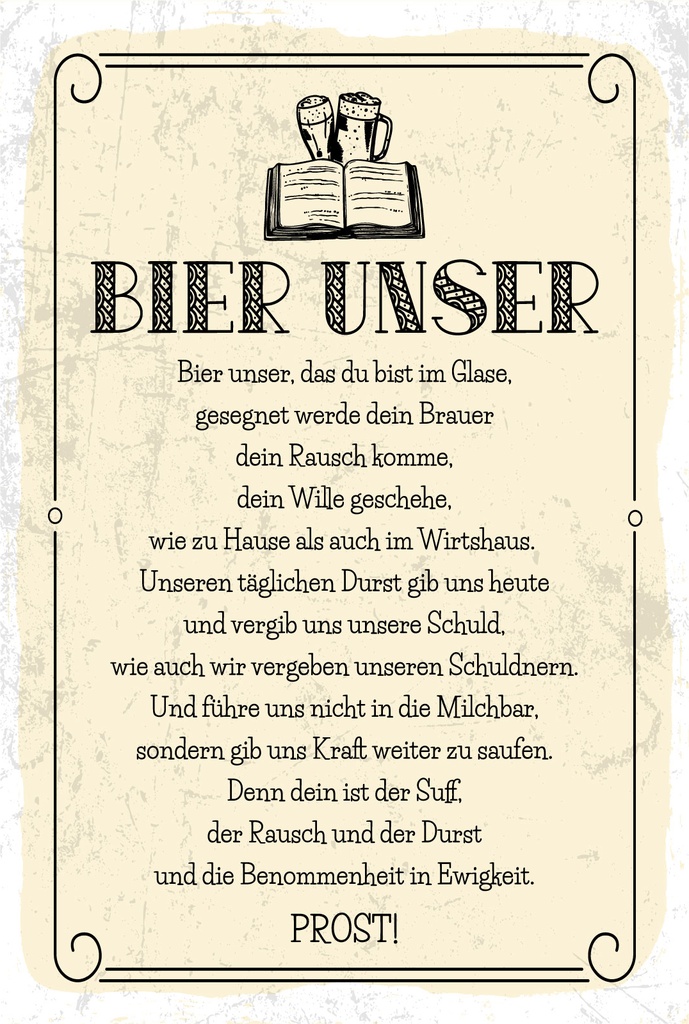 [LA-1806471] Blechschild 18x12 cm Bier Unser Gebet