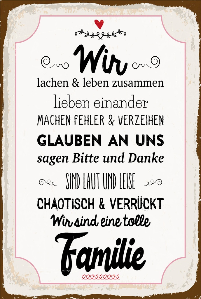 [LA-1806476] Blechschild 18x12 cm Wir lachen und leben zusammen