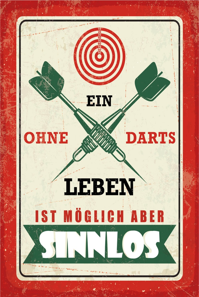 [LA-1806552] Blechschild 18x12 cm Ein Leben ohne Darts ist möglich aber sinnlos