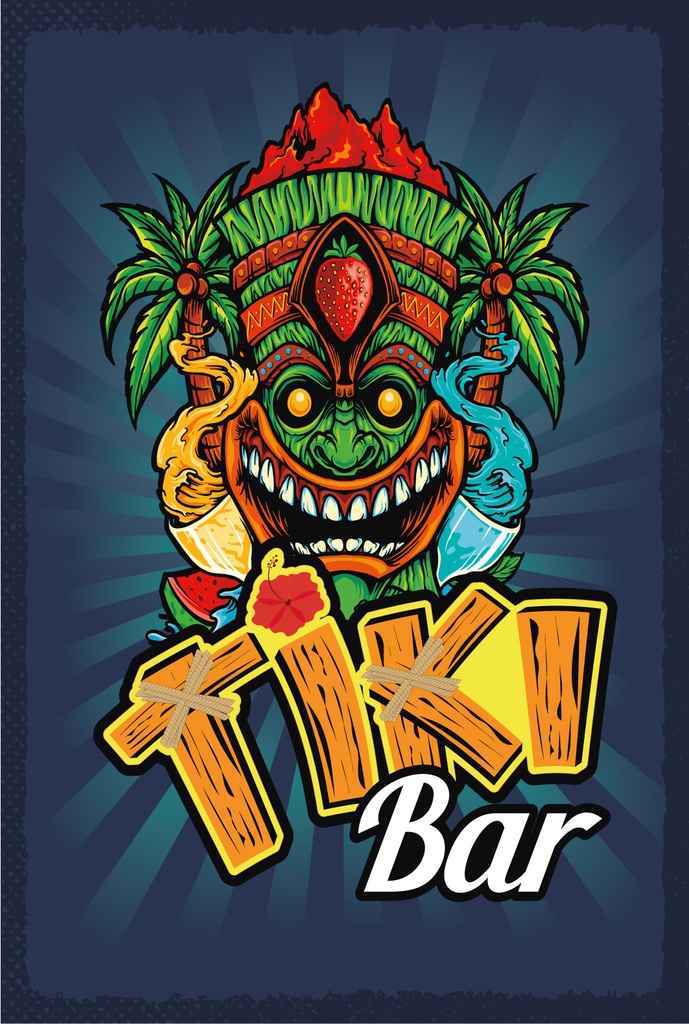 [LA-1807080] Blechschild 18x12 cm Tiki Bar buntes
