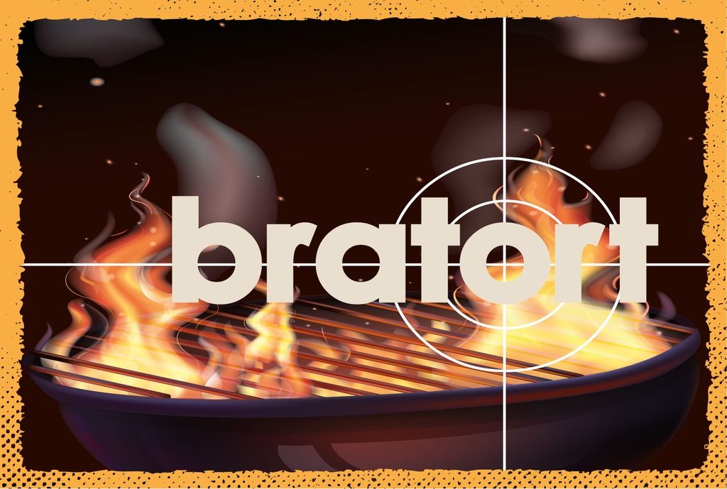 [LA-1807088] Blechschild 12x18 cm Bratort Grill Feuer