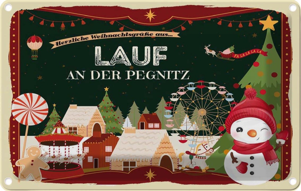 Blechschild 20x30 cm Weihnachten LAUF AN DER PEGNITZ