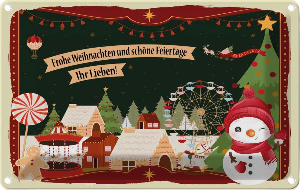 Blechschild 20x30 cm FroheWeihnachten ihr Lieben Weihnachten Spruch Zitat