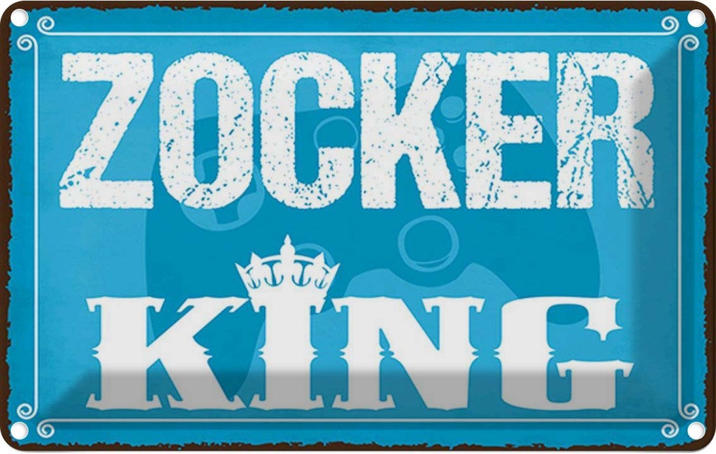 Blechschild 20x30 cm Zocker King Konsole