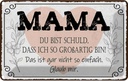 Blechschild 20x30 cm Mama du schuld ich so großartig Spruch Zitat