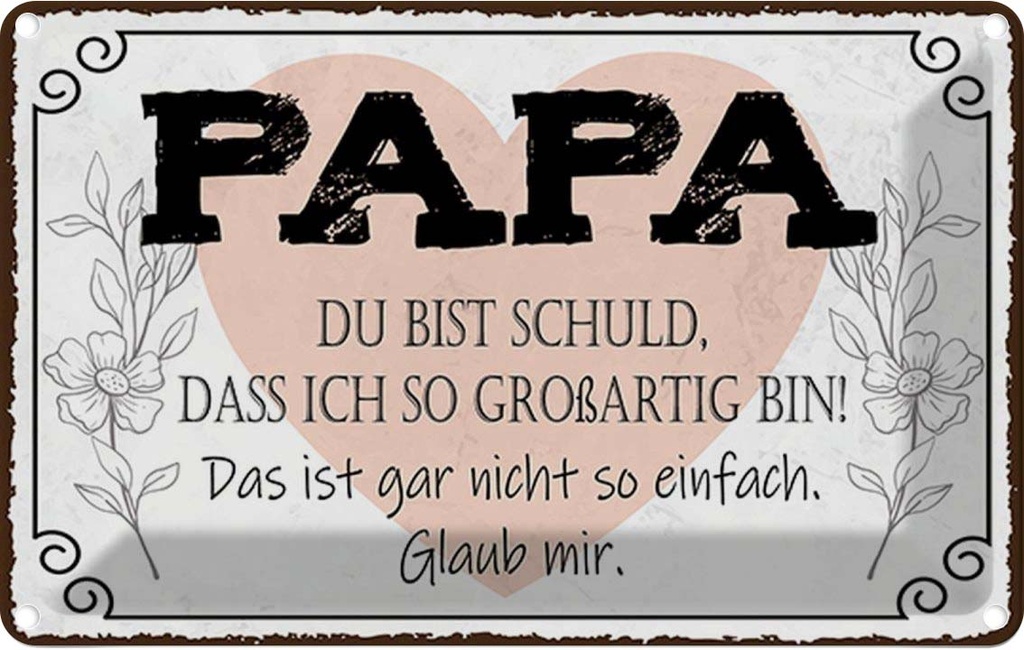 Blechschild 20x30 cm Papa du schuld ich so großartig Spruch Zitat