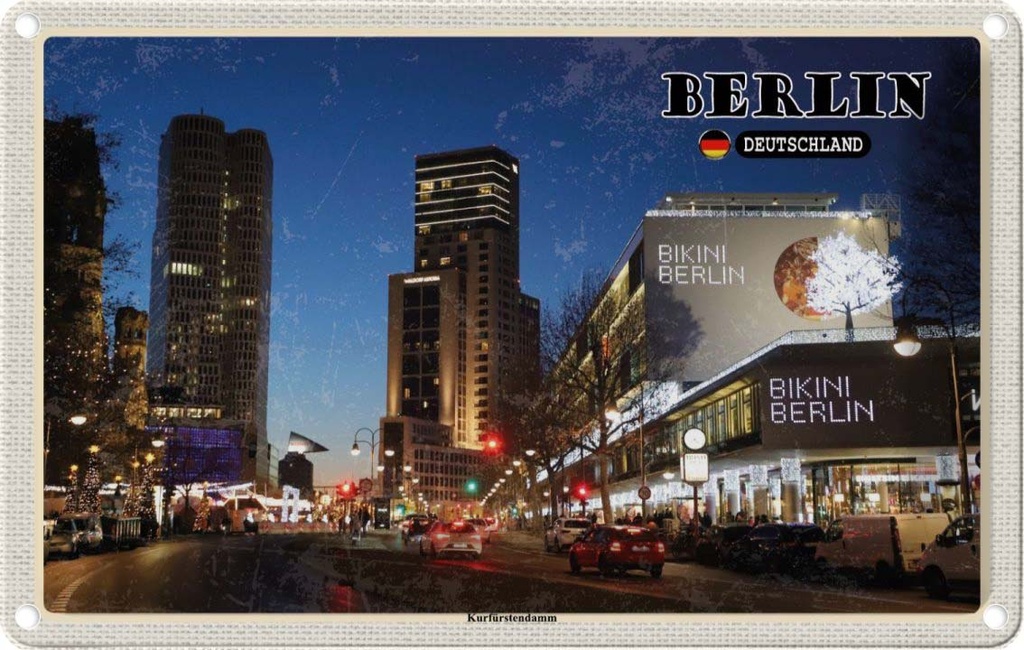 Blechschild 20x30 cm Berlin Deutschland Kurfürstendamm Bildmotiv Reisemotiv Abenteuer Reisen Urlaub