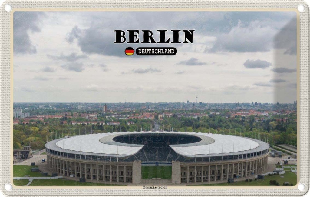 Blechschild 20x30 cm Berlin Olympiastadion Deutschland Bildmotiv Reisemotiv Abenteuer Reisen Urlaub
