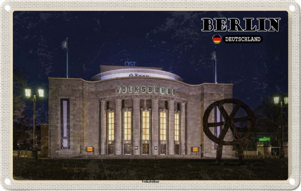 Blechschild 20x30 cm Berlin Volksbühne Deutschland Bildmotiv Reisemotiv Abenteuer Reisen Urlaub