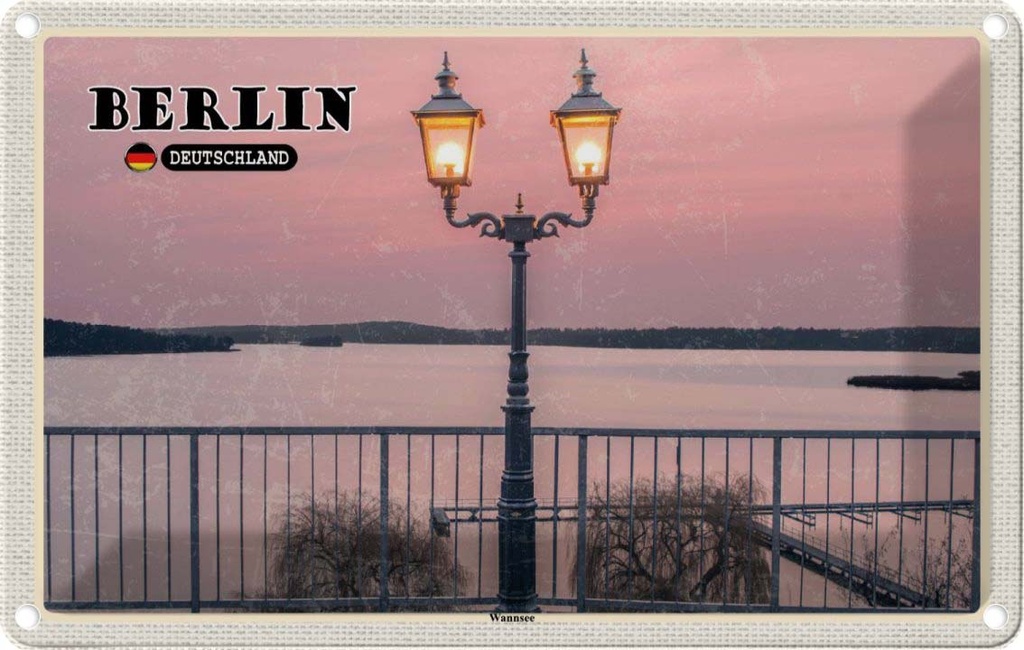 Blechschild 20x30 cm Berlin Hauptstadt Wannsee Bildmotiv Reisemotiv Abenteuer Reisen Urlaub