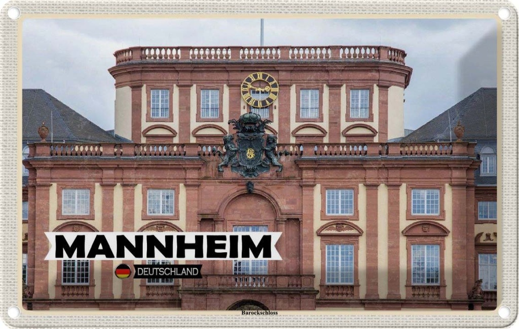 Blechschild 20x30 cm Mannheim Deutschland Barockschloss Bildmotiv Reisemotiv Abenteuer Reisen Urlaub
