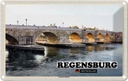 Blechschild 20x30 cm Regensburg Steinerne Brücke Fluss Bildmotiv Reisemotiv Abenteuer Reisen Urlaub