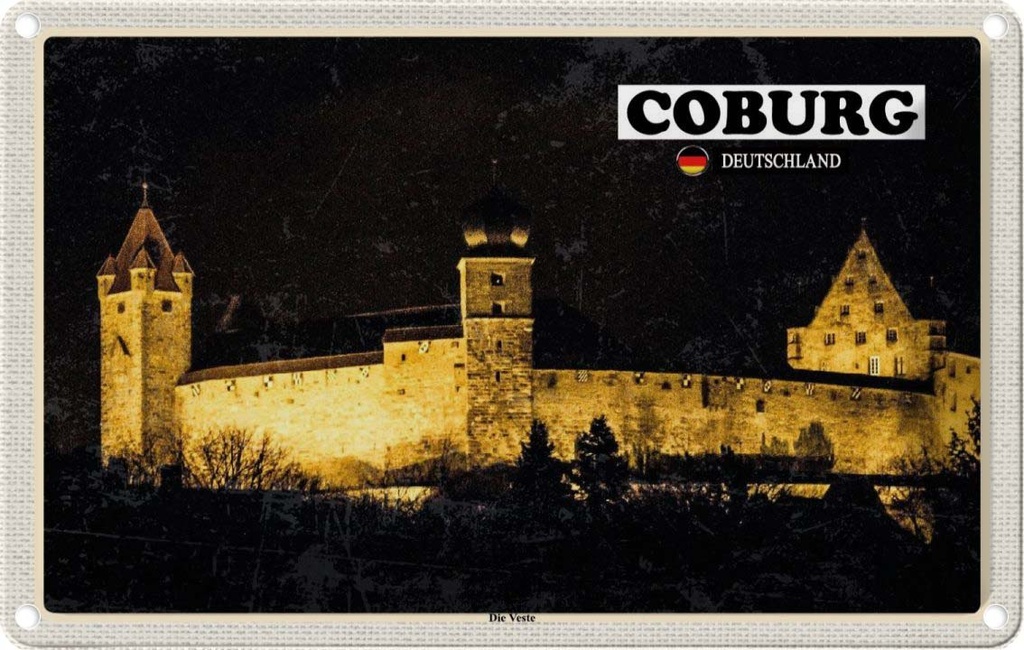 Blechschild 20x30 cm Coburg Die Veste Schloss Bildmotiv Reisemotiv Abenteuer Reisen Urlaub