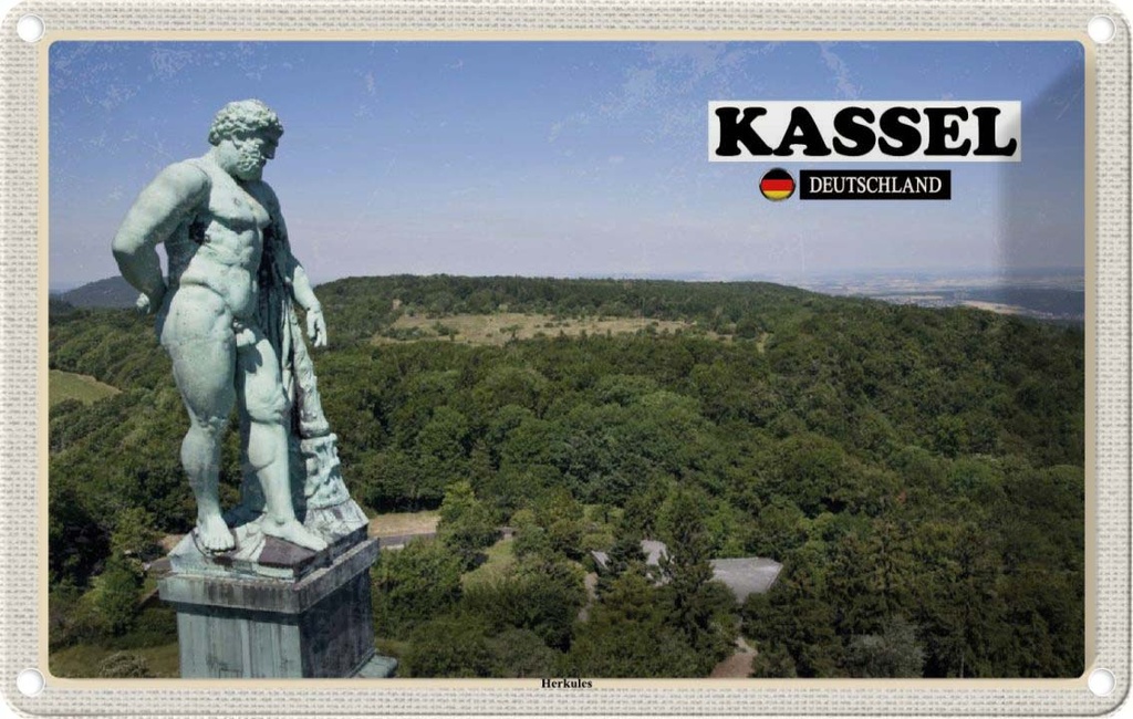 Blechschild 20x30 cm Kassel Herkules Skulptur Bildmotiv Reisemotiv Abenteuer Reisen Urlaub