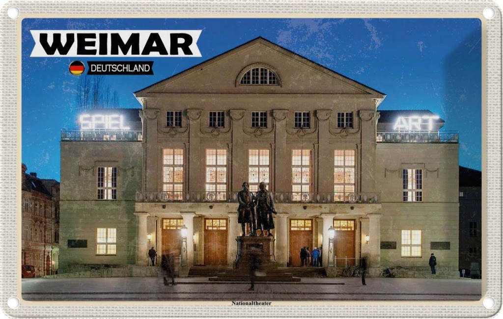 Blechschild 20x30 cm Weimar Nationaltheater Mittelalter Bildmotiv Reisemotiv Abenteuer Reisen Urlaub