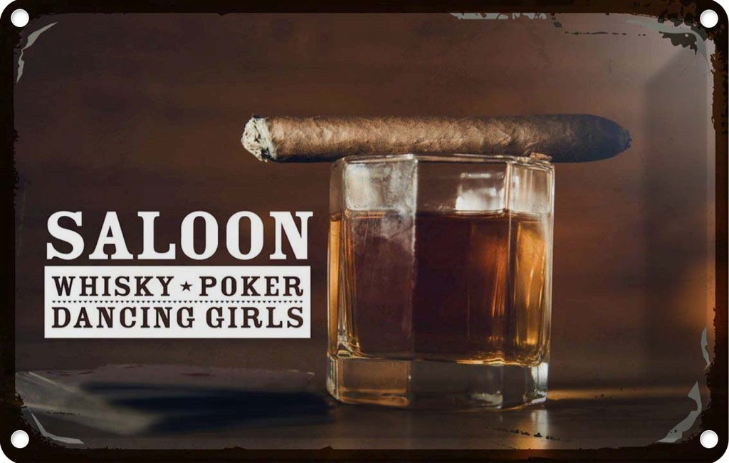 Blechschild 20x30 cm Saloon Whisky Poker Dancing girls