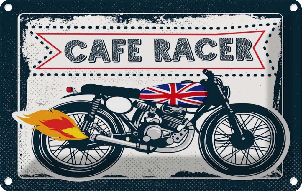 Blechschild 20x30 cm Motorcycle Cafe Racer Motorrad UK