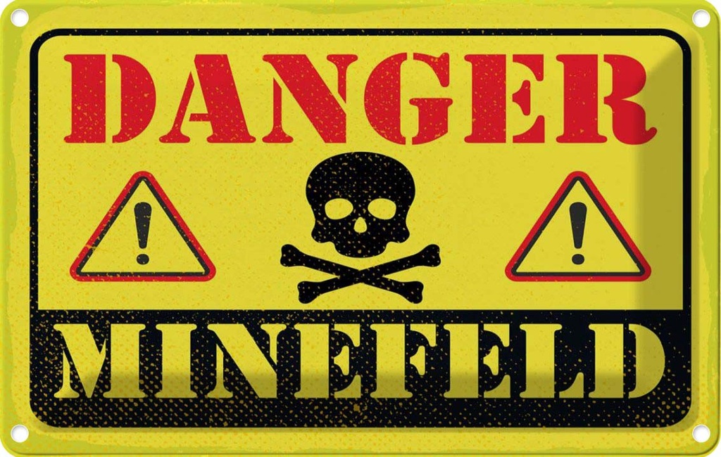 Blechschild 20x30 cm Achtung Danger Mine Field Minenfeld
