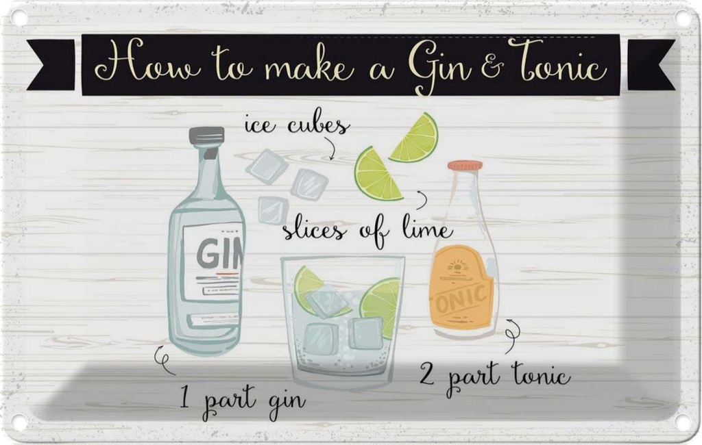 Blechschild 20x30 cm How to make a Gin & Tonic