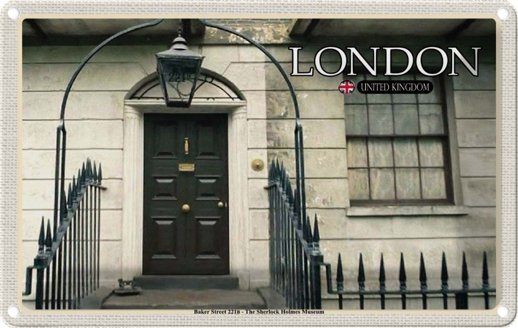 Blechschild 20x30 cm London The Sherlock Holmes Museum Bildmotiv Reisemotiv Abenteuer Reisen Urlaub
