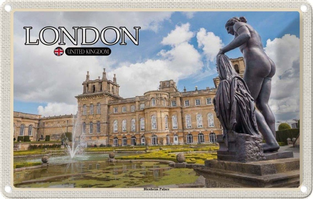 Blechschild 20x30 cm Lodnon England Blenheim Palace Bildmotiv Reisemotiv Abenteuer Reisen Urlaub