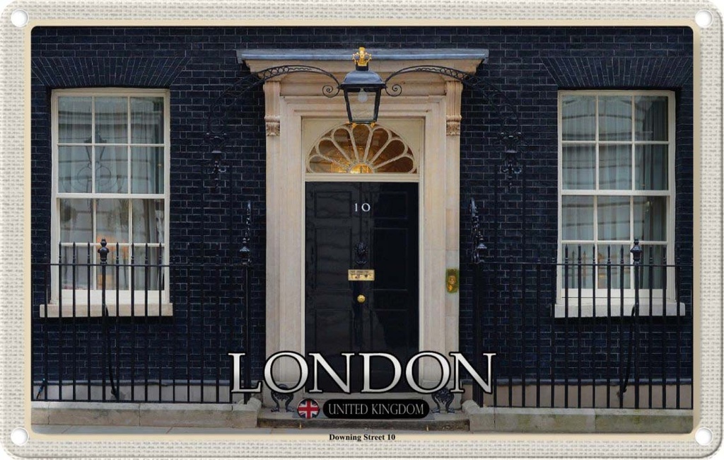 Blechschild 20x30 cm England UK Downing Street 10 Bildmotiv Reisemotiv Abenteuer Reisen Urlaub